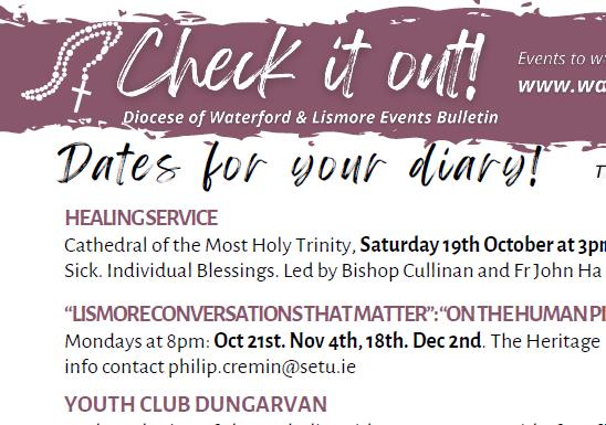 Events to watch out for in the Diocese in the coming weeks