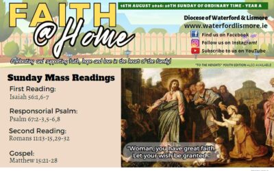 Faith at Home Newsletter – 20th Sunday in Ordinary Time